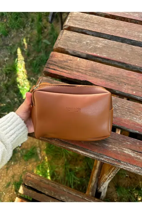 Kadın Acı Kahve Fermuarlı El Kol ve Omuz Çantası Kaliteli İşçilik Şık Tasarım