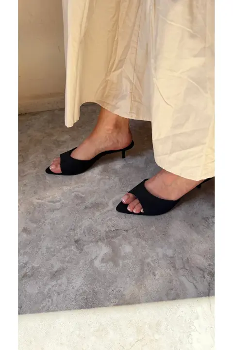 Sage Kadın Topuklu Bej Süet Terlik